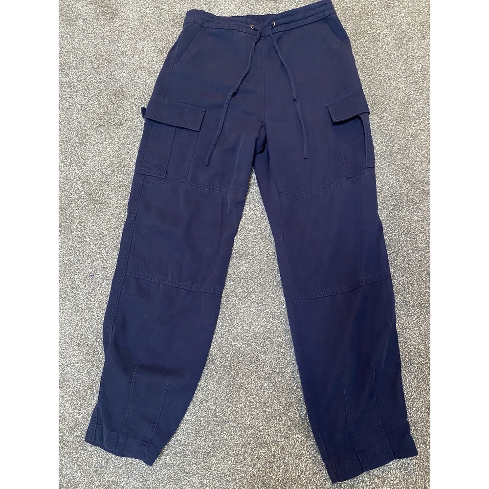Trina Turk‎ Cargo Pants Take A Break Navy Blue Tencel XS Women’s Out Of Office